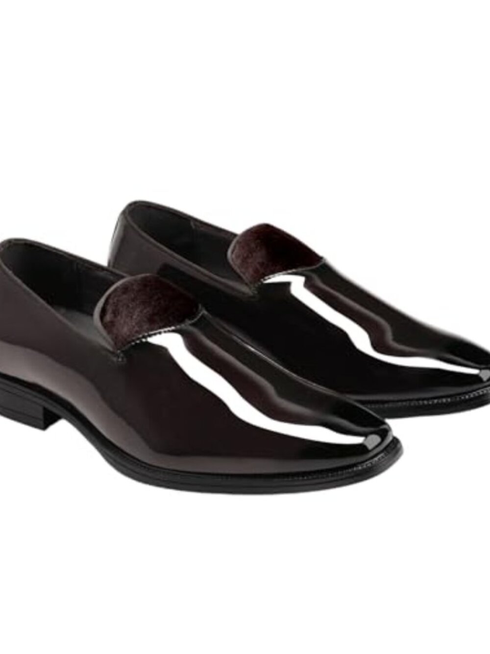 Men's Patent Faux Leather Square Toe Slip On Loafers Dress Shoes Formal